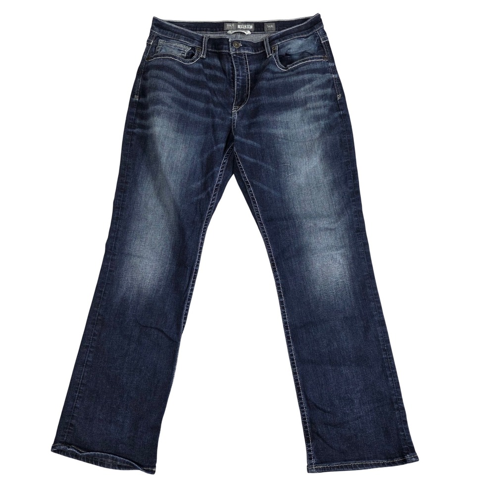 BKE Tyler Jeans Mens 36R Dark Blue Excellent Straight Leg Stretch Denim